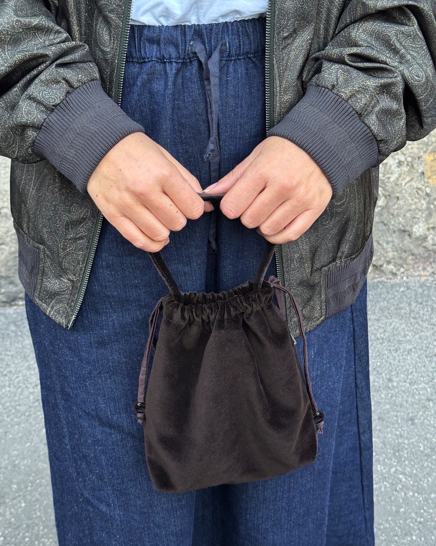 Denim Skirt + Bundle Bag Velluto