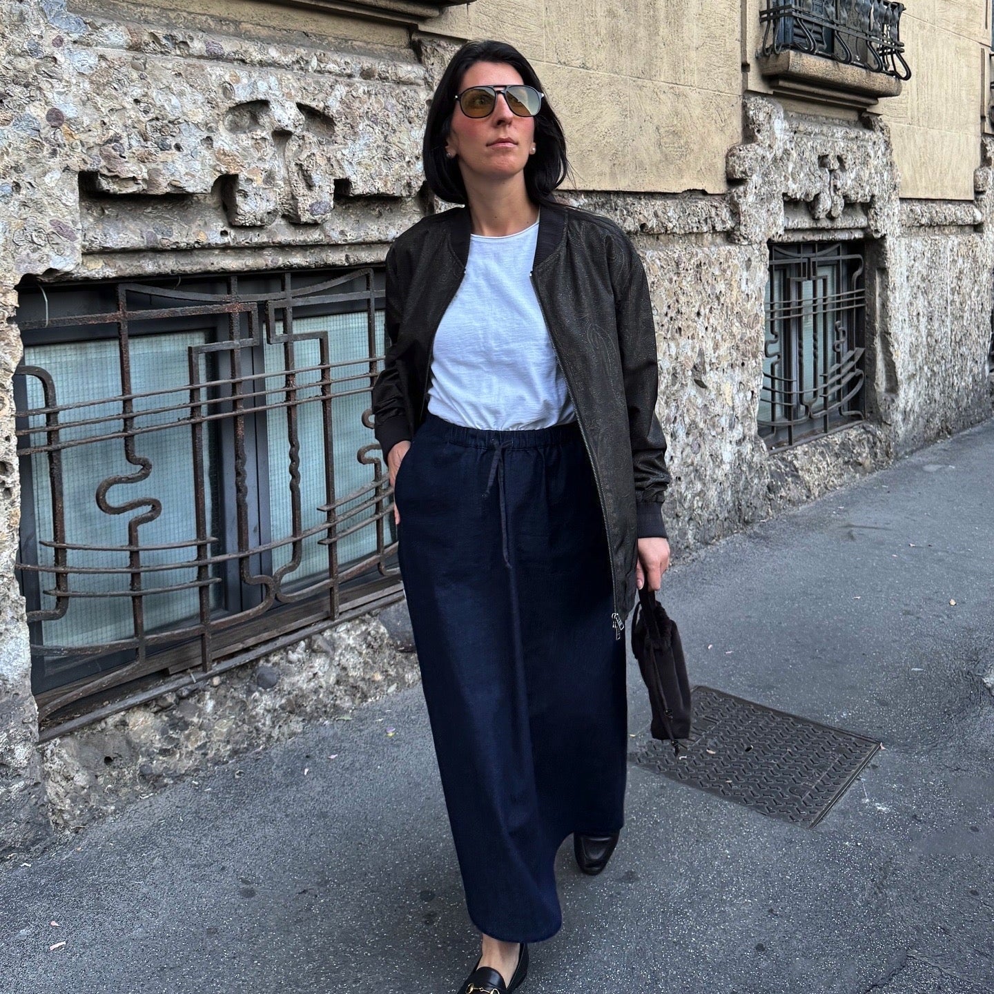 Denim Skirt + Bundle Bag Velluto