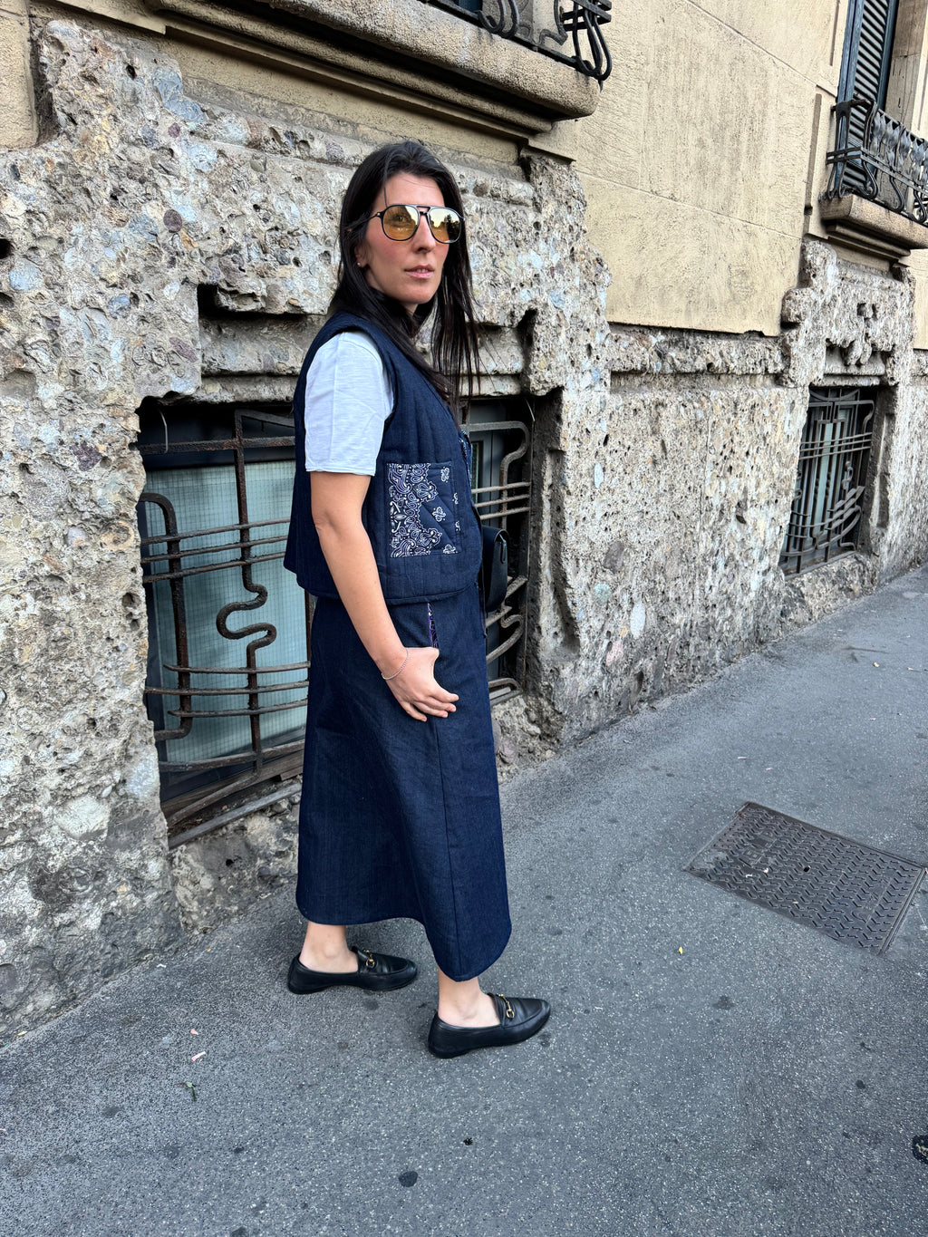 Gilet Denim + Mini Denim Skirt